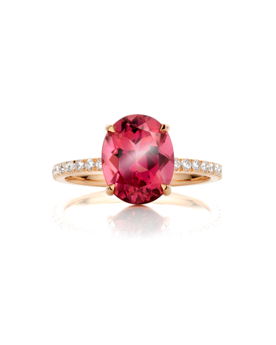 SLAETS Verlovingsringen VERKOCHT Raspberry Red Tourmaline and Diamonds, 18K Rose Gold Ring *VERKOCHT (watches)